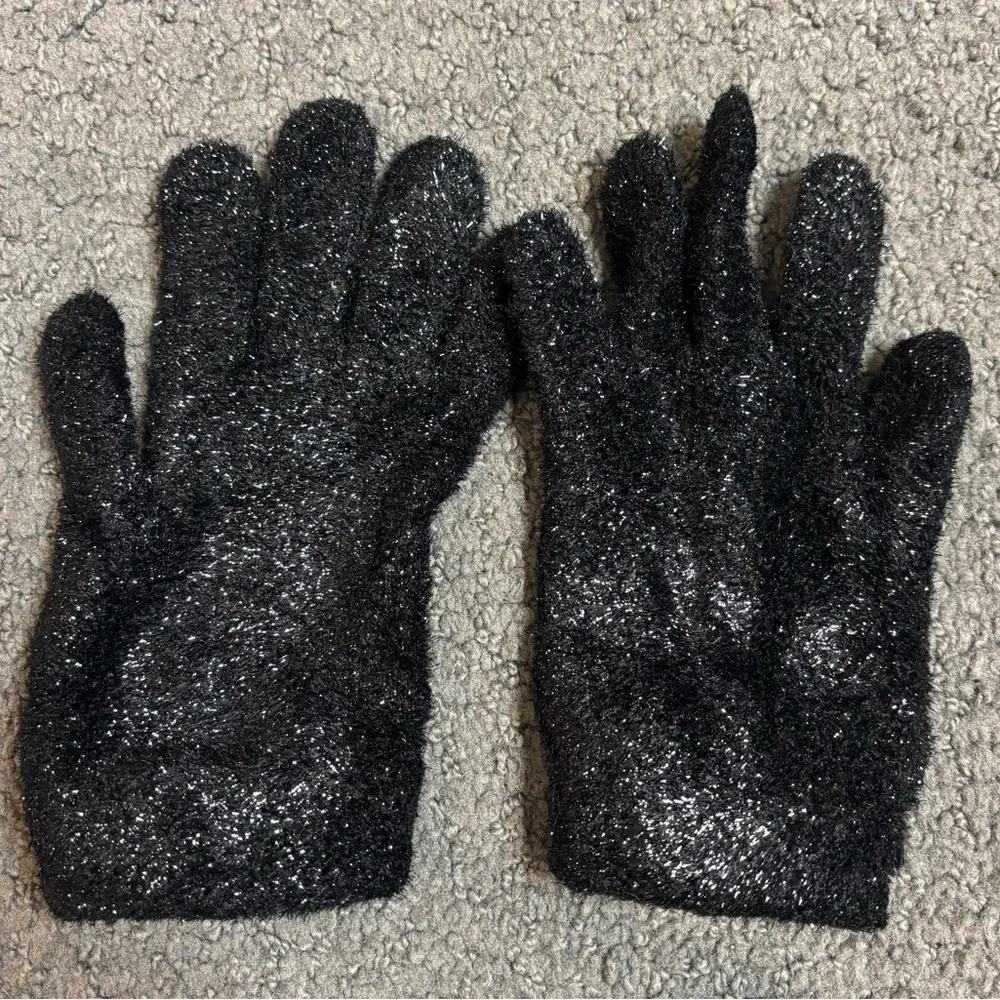 Vintage Y2K Limited Too Girls Black Sparkle Gloves